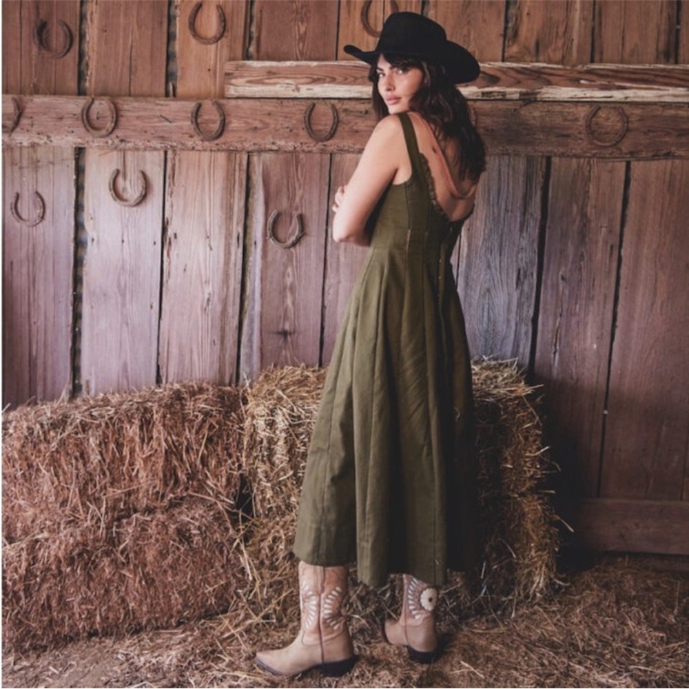 Tecovas Olive Green Midi Dress